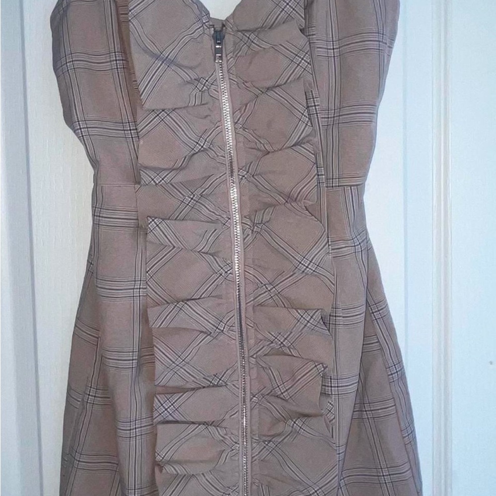 Chic Plaid Dress with Ruffle Detail